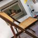 Vintage wooden folding chair with 1960 rattan seat and back