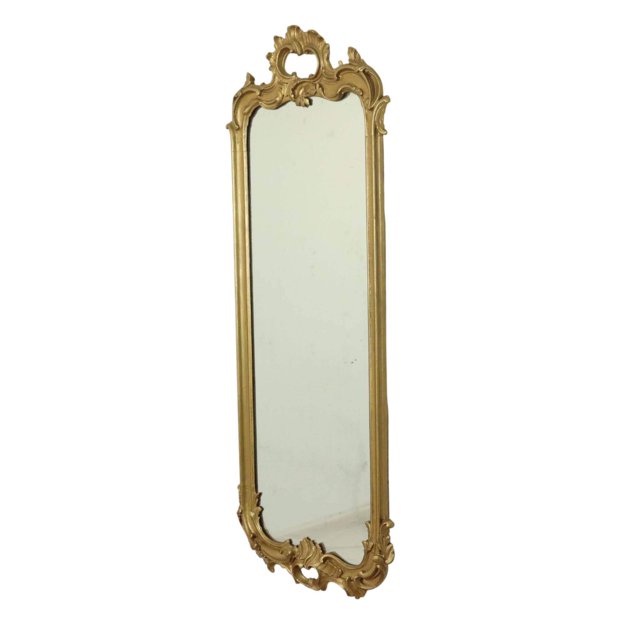 Miroir ancien français doré de style baroque du XIXe siècle 148 cm