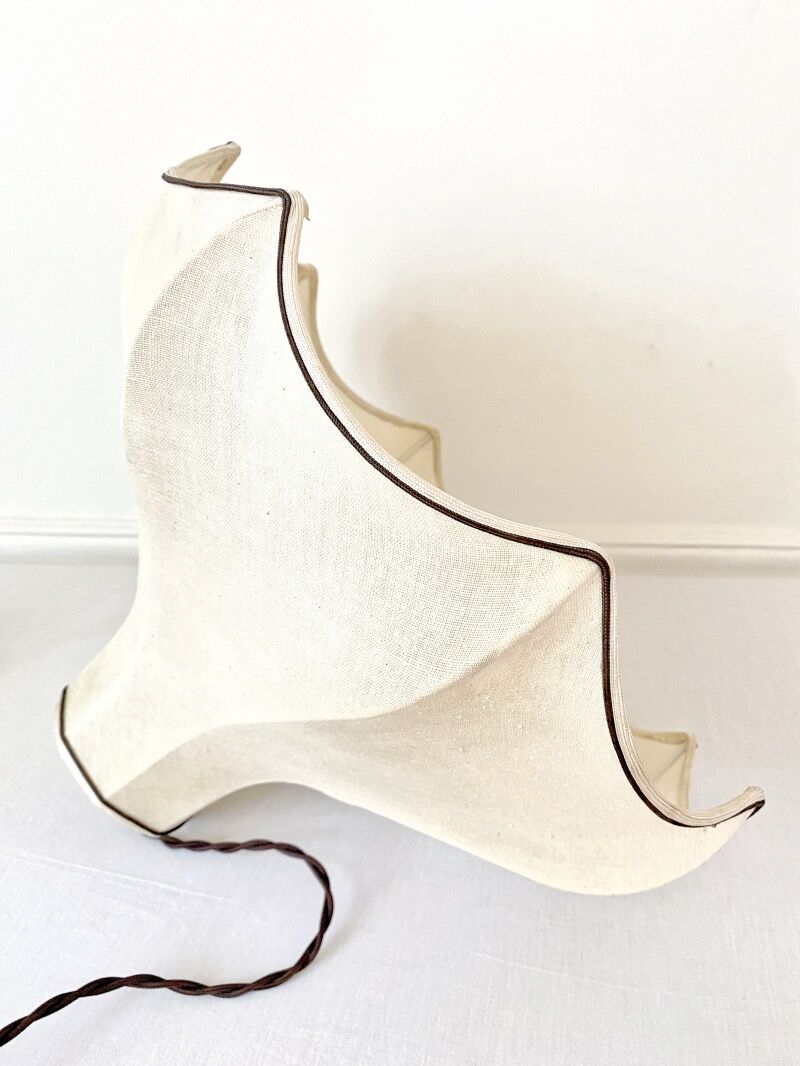 Hanging lamp in beige and brown fabric
