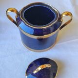 Limoges porcelain coffee service - Egle - Oven blue and gold -