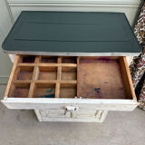 Petit buffet parisien patine blanche (rénové)