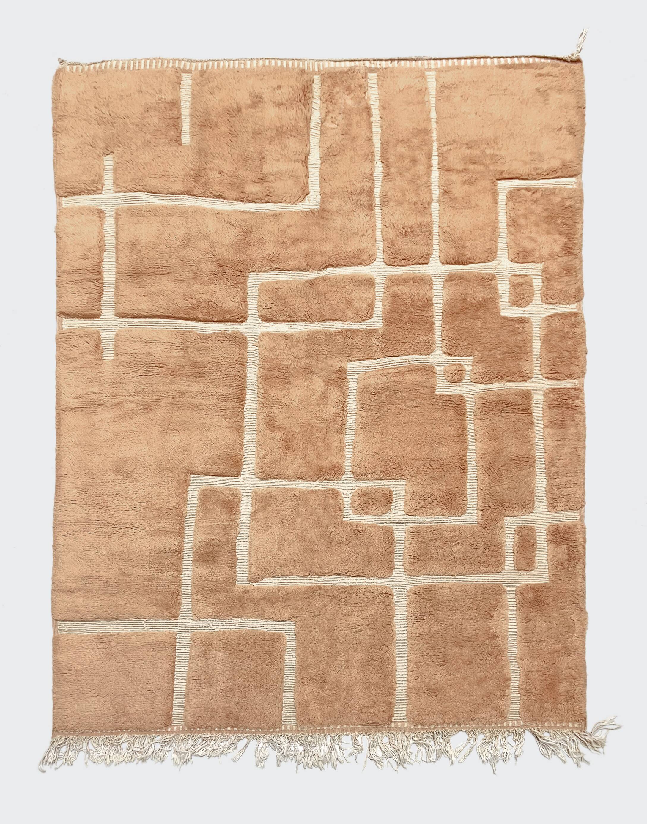 Moroccan Berber rug, Beni Ouarain M'rirt terracotta, 2.87 x 2.13 m