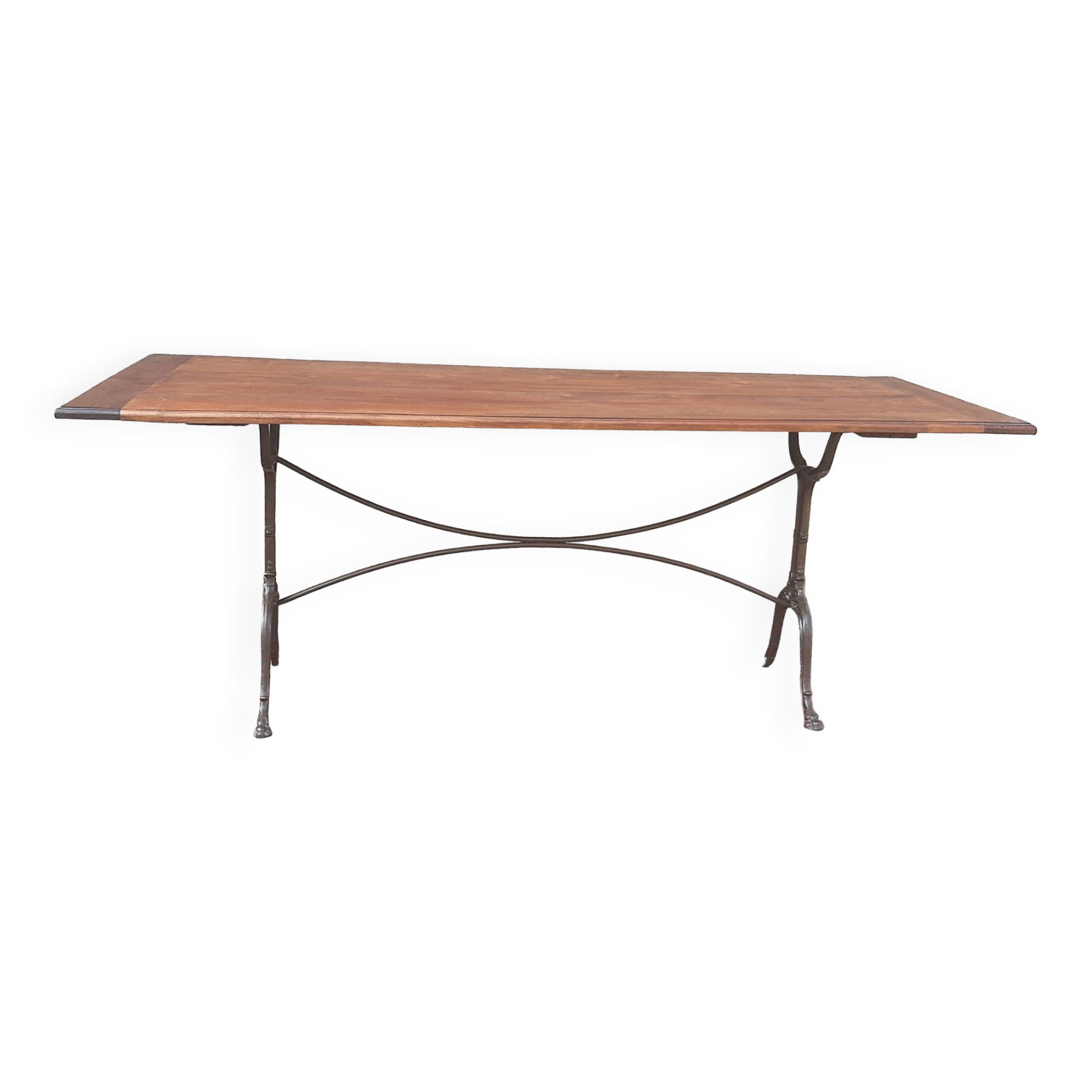 Large bistro table with cast iron legs and cherry top