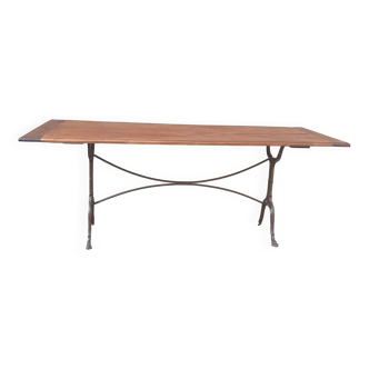 Large bistro table with cast iron legs and cherry top