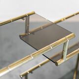 Showcase metal gilded smoked glass 70s vintage modern