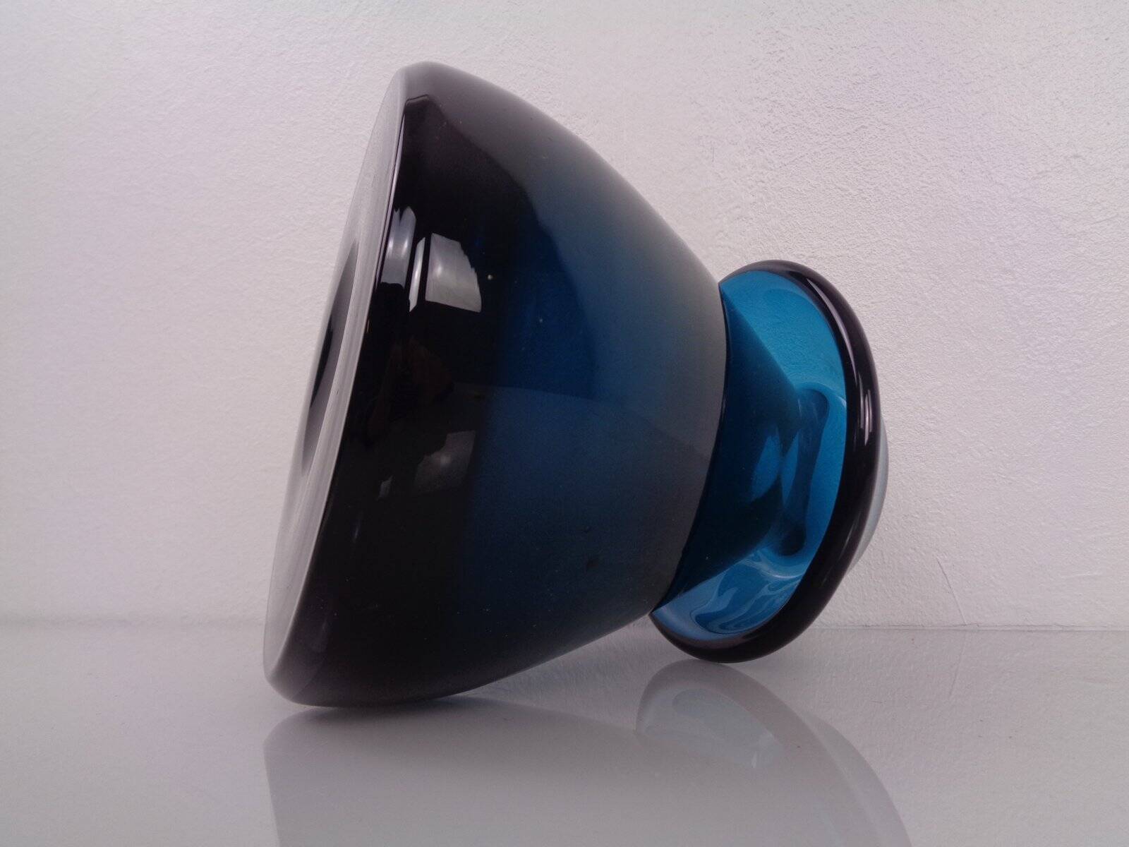 Hand-blown blue glass vase, Italy, 1960s