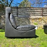 Paire de deux fauteuils modulaires en cuir noir de Walter Knoll, Allemagne, années 1970.