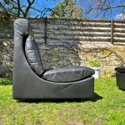 Pair of two black leather modular sofa chairs by Walter Knoll, Germany, 1970s