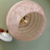 Vintage angled globe wall light in pink Clichy glass