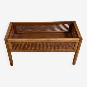 Vintage wooden and cane planter