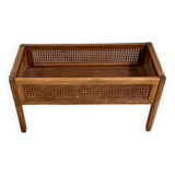Vintage wooden and cane planter