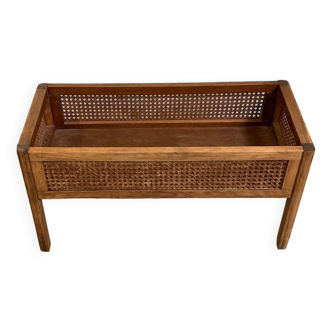 Vintage wooden and cane planter