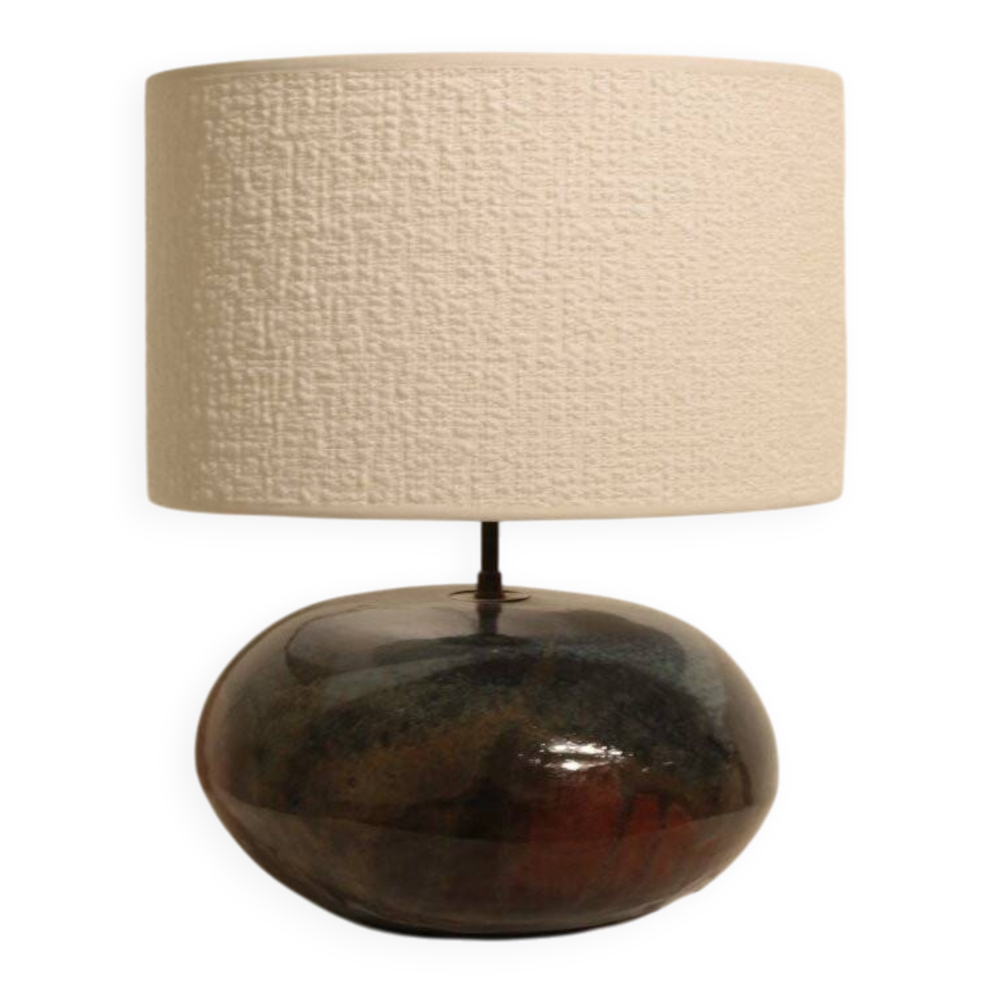 Round glazed ceramic lamp - from the 1960s