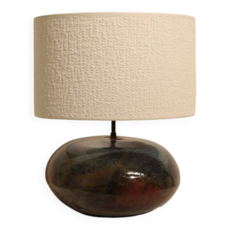 Round glazed ceramic lamp - from the 1960s