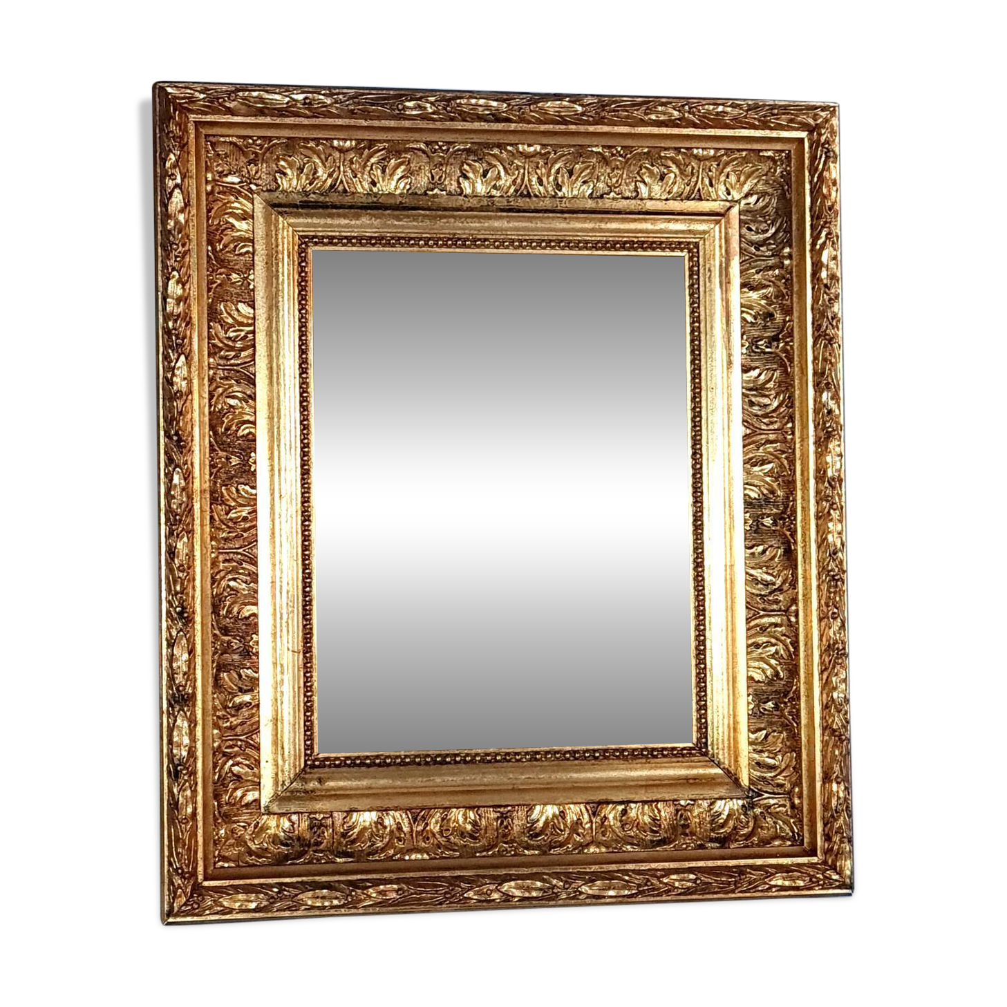 Mirror with antique beaded frame 36x30.5 cm gilded stucco wood C680 S