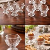 Set of 6 vintage moulded glass egg cups – very good condition