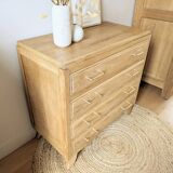 Commode vintage en chêne et poignées dorées