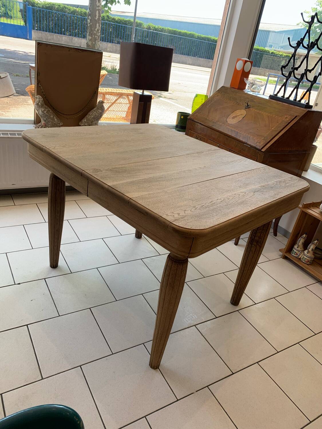 Art Deco Raw Solid Oak Table