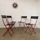 Lot de 4 chaises pliantes cuir et métal design italien Zanuso pour  Zanotta Celestina vintage