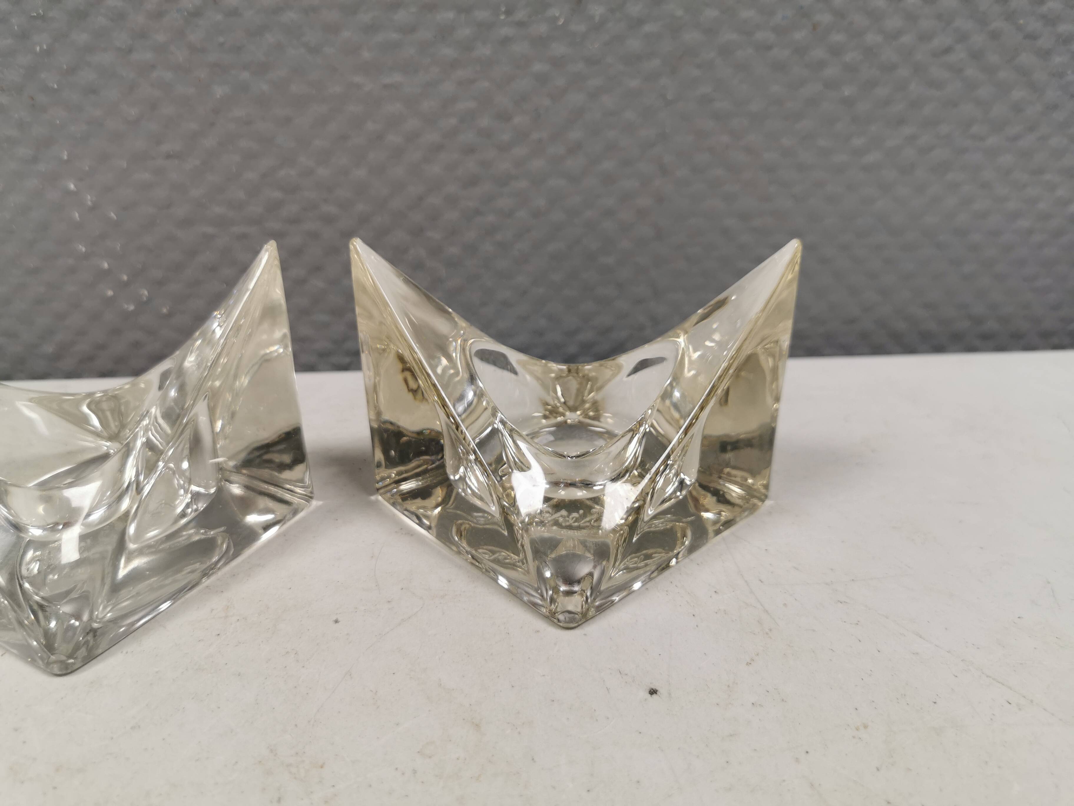 A pair of beautiful vintage glass candlesticks/vases from Prelz 1990s