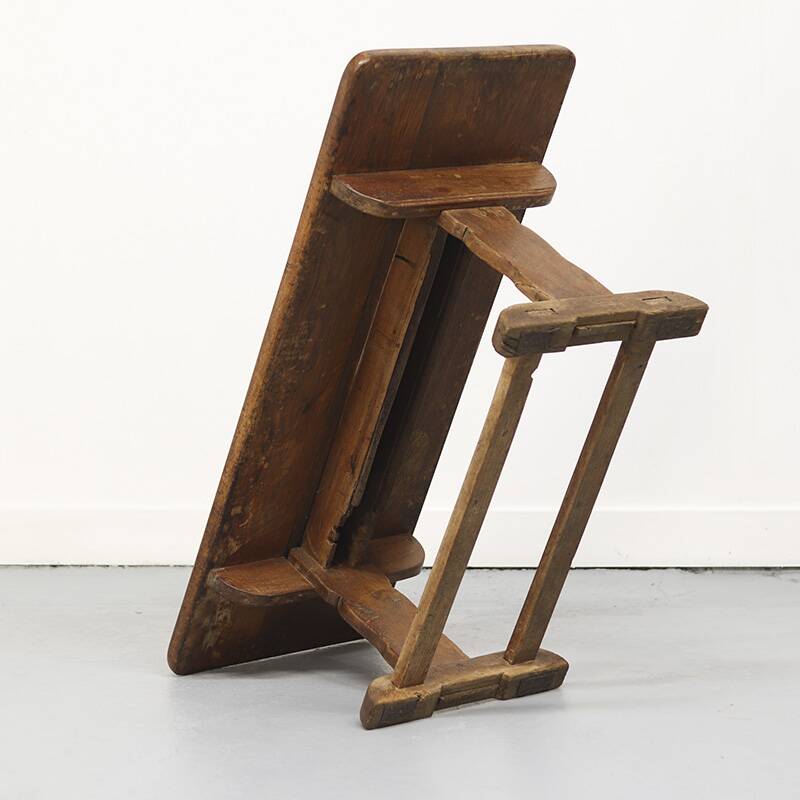 Antique Oak Coffee Table with Reclaimed Flax Base