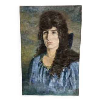 Peinture sur toile portrait de femme signé et daté 1926