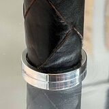 Leather floor lamp Model Flet modern Danish mid-century by Jo Hammerborg for Fog & Mørup, 1960s