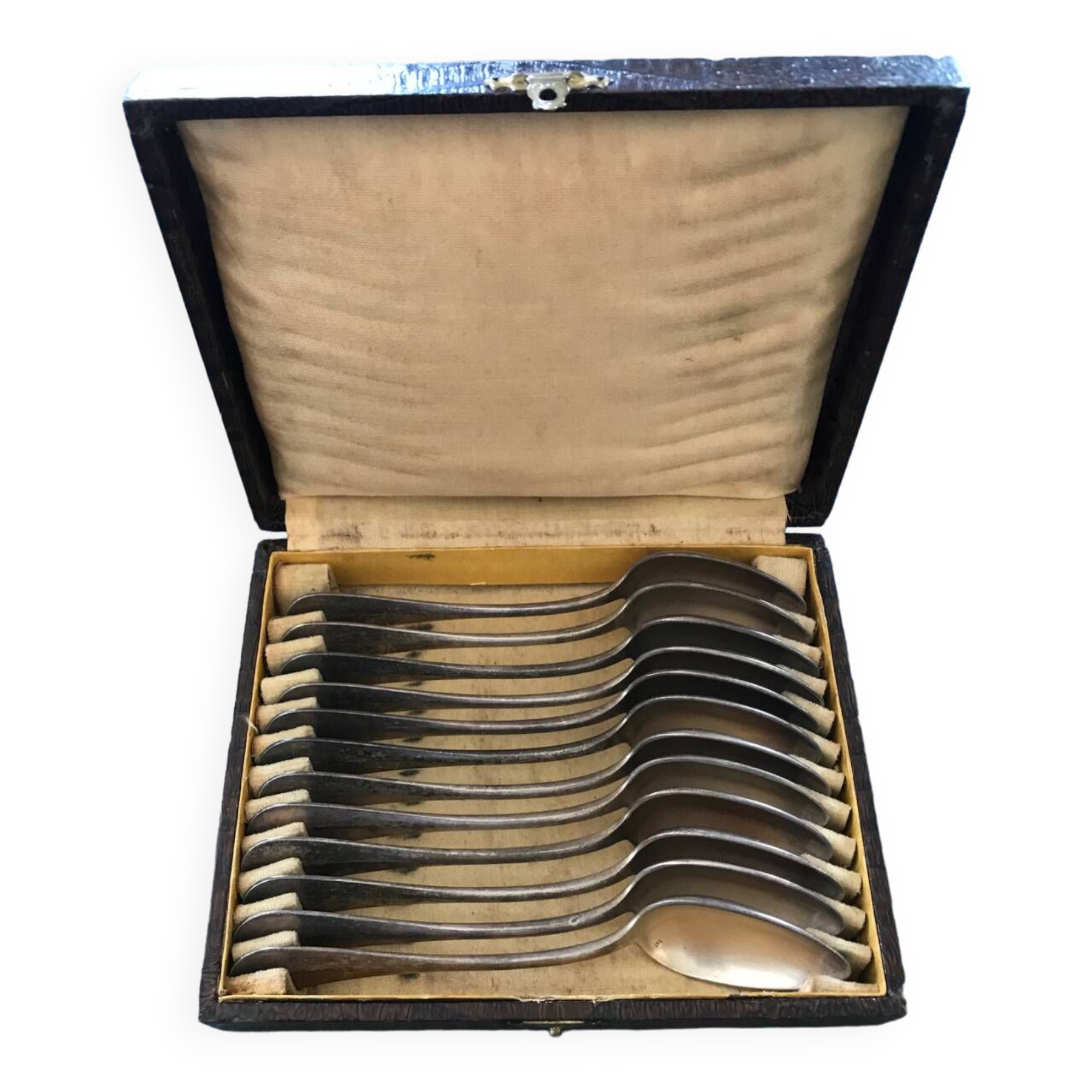 Series of 12 teaspoons in silver metal