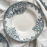 4 deep ironstone plates "Narcisse" Saint Amand A. Lebacqz & M. Bouchart