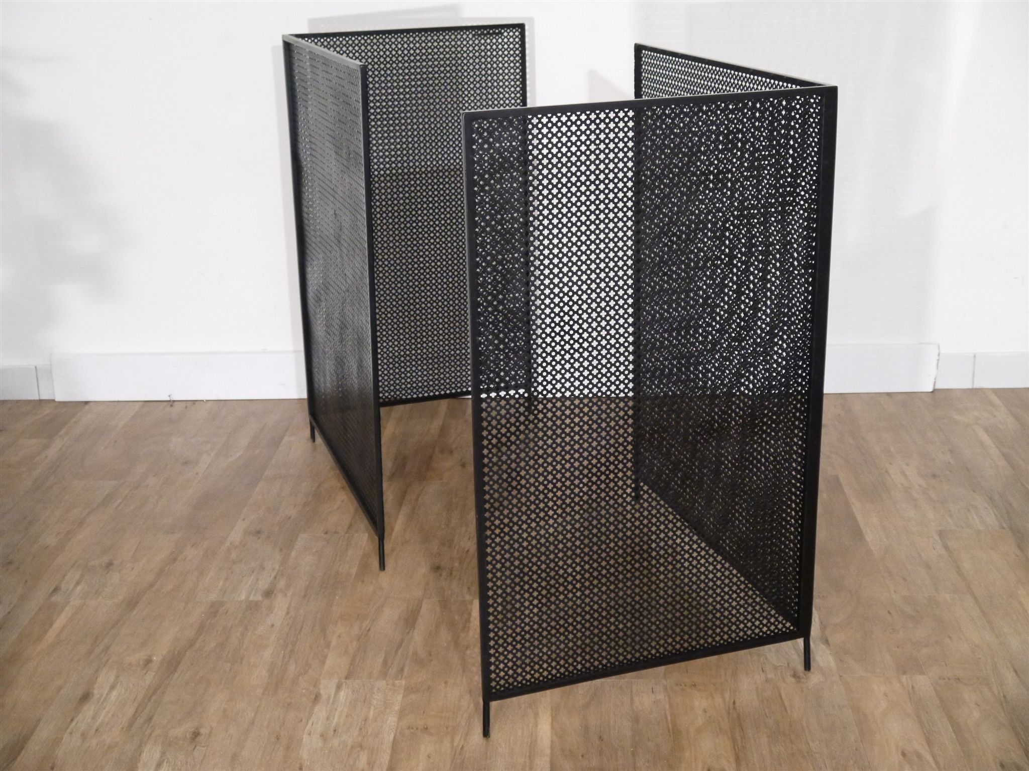 Pair of trellis, vintage perforated metal screen