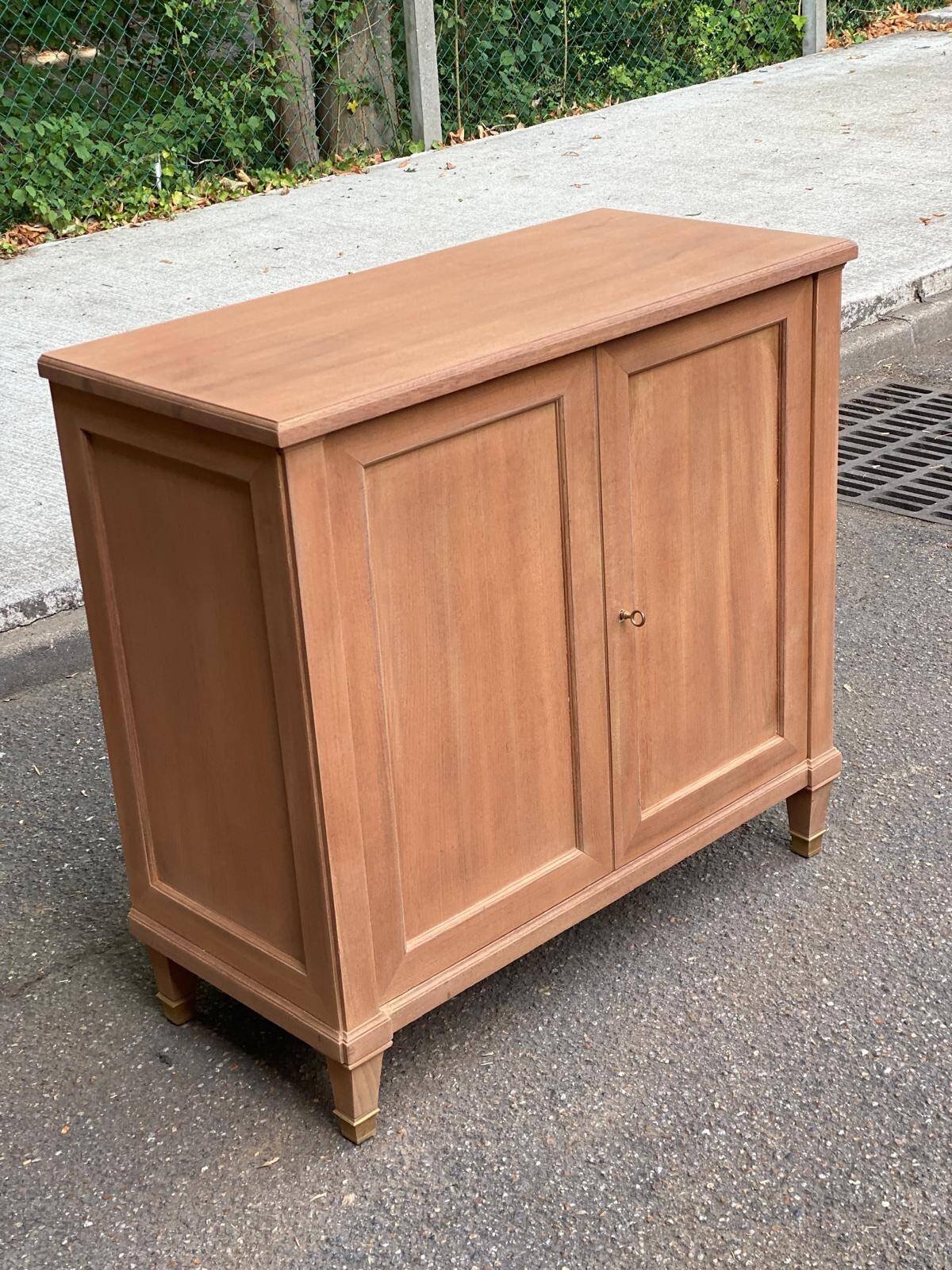 Louis XVI buffet, shallow, stripped, made of solid mahogany, 1950.