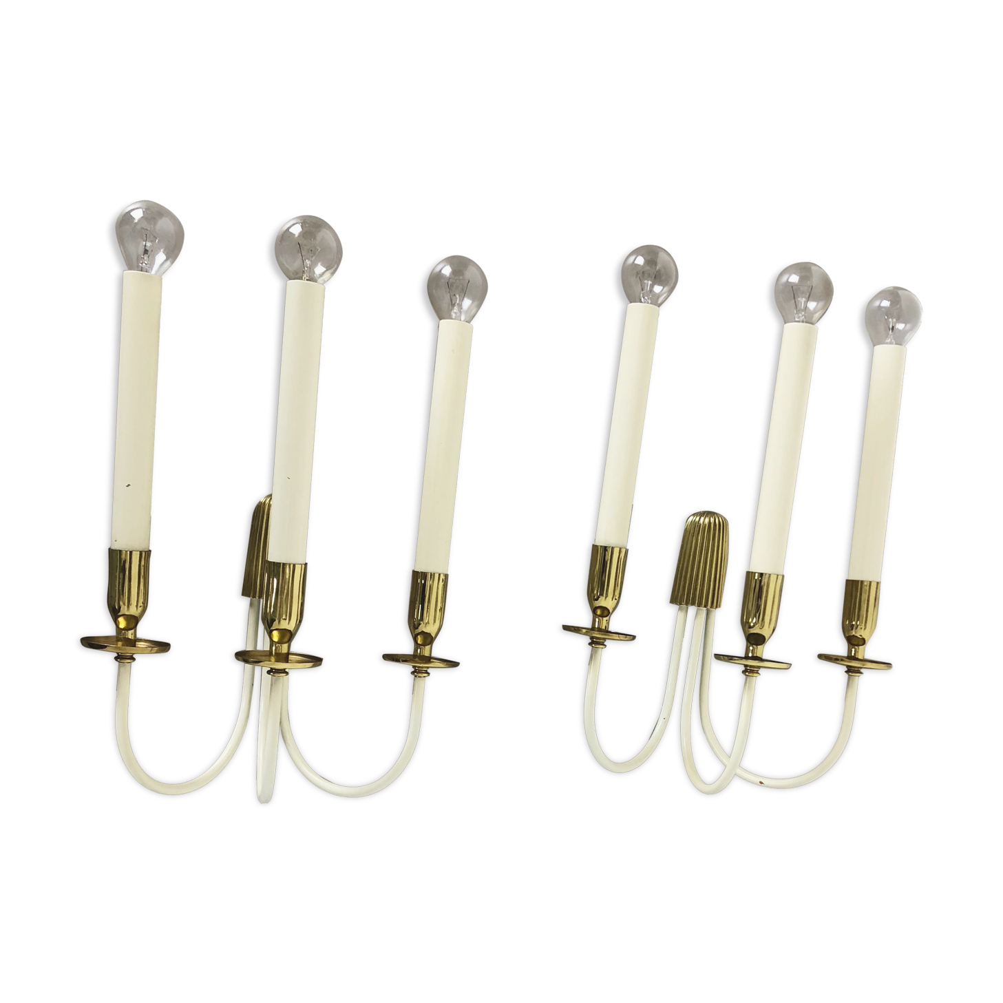 Set of 2 Original Brass Wall Lights Vereinigte Werkstätten München, Germany 1950