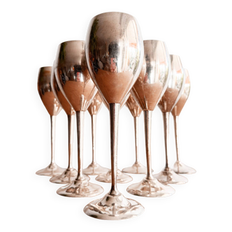 Set of ten large silver-plated stemmed glasses. Denmark, 1960s