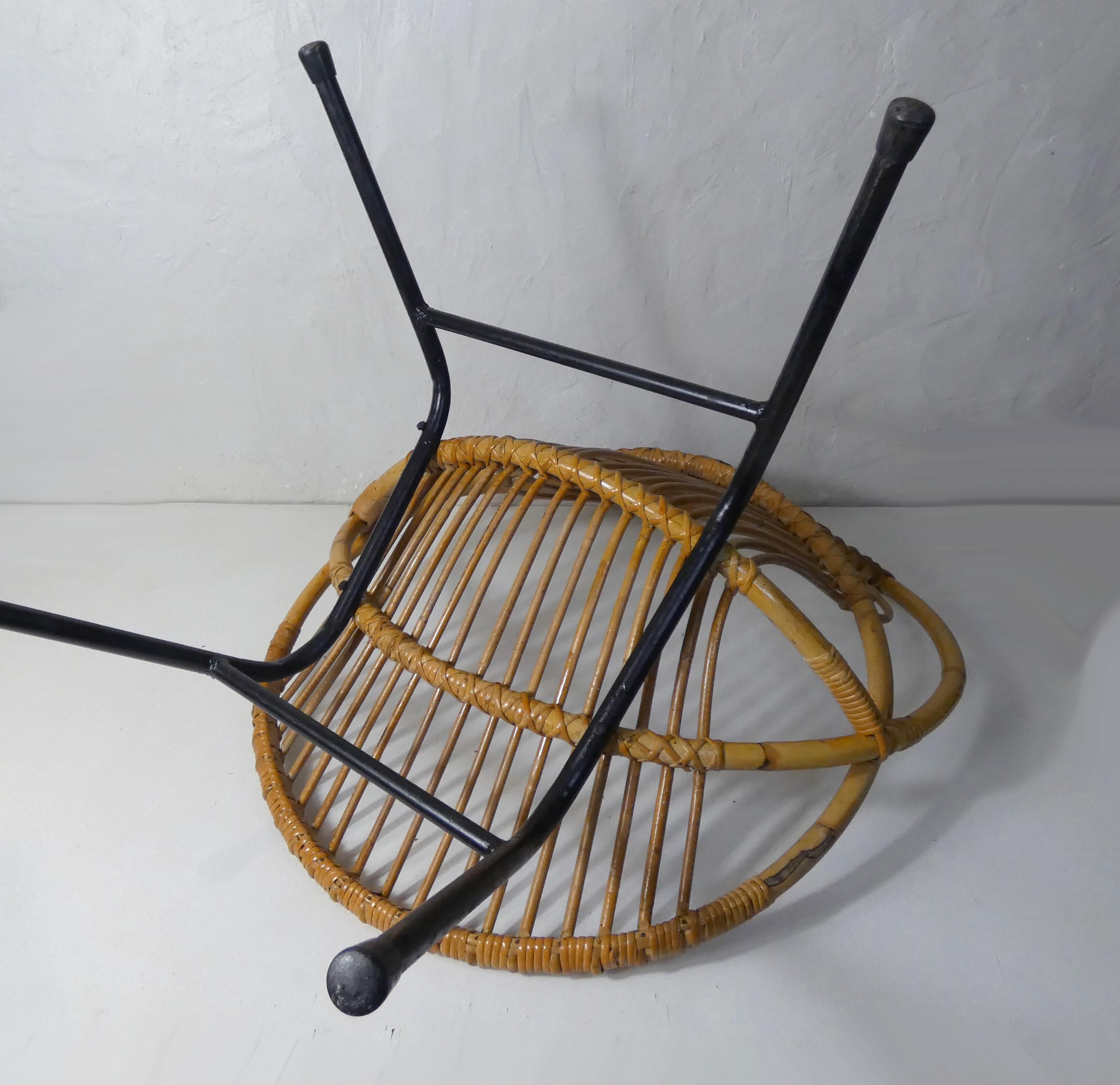 Armchair rattan shell metal