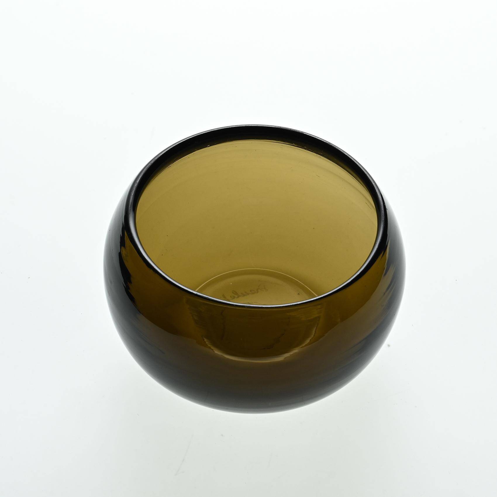 Small amber blown glass container by Claude Morin, Dieulefit circa 1970
