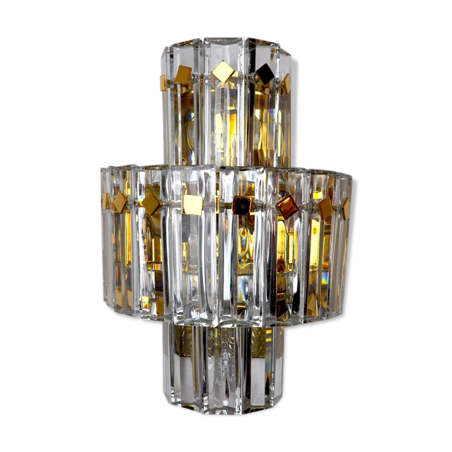 Kinkeldey wall lamp, cut crystals, 3 levels, Germany, 1970