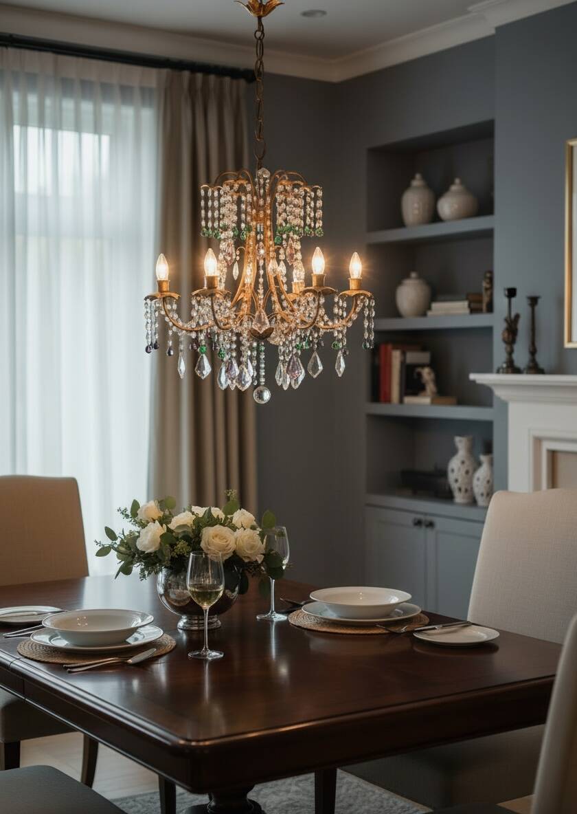 Chandelier en verre de Murano perlé doré en tole florentine italienne des années 1950 à 6 lumières
