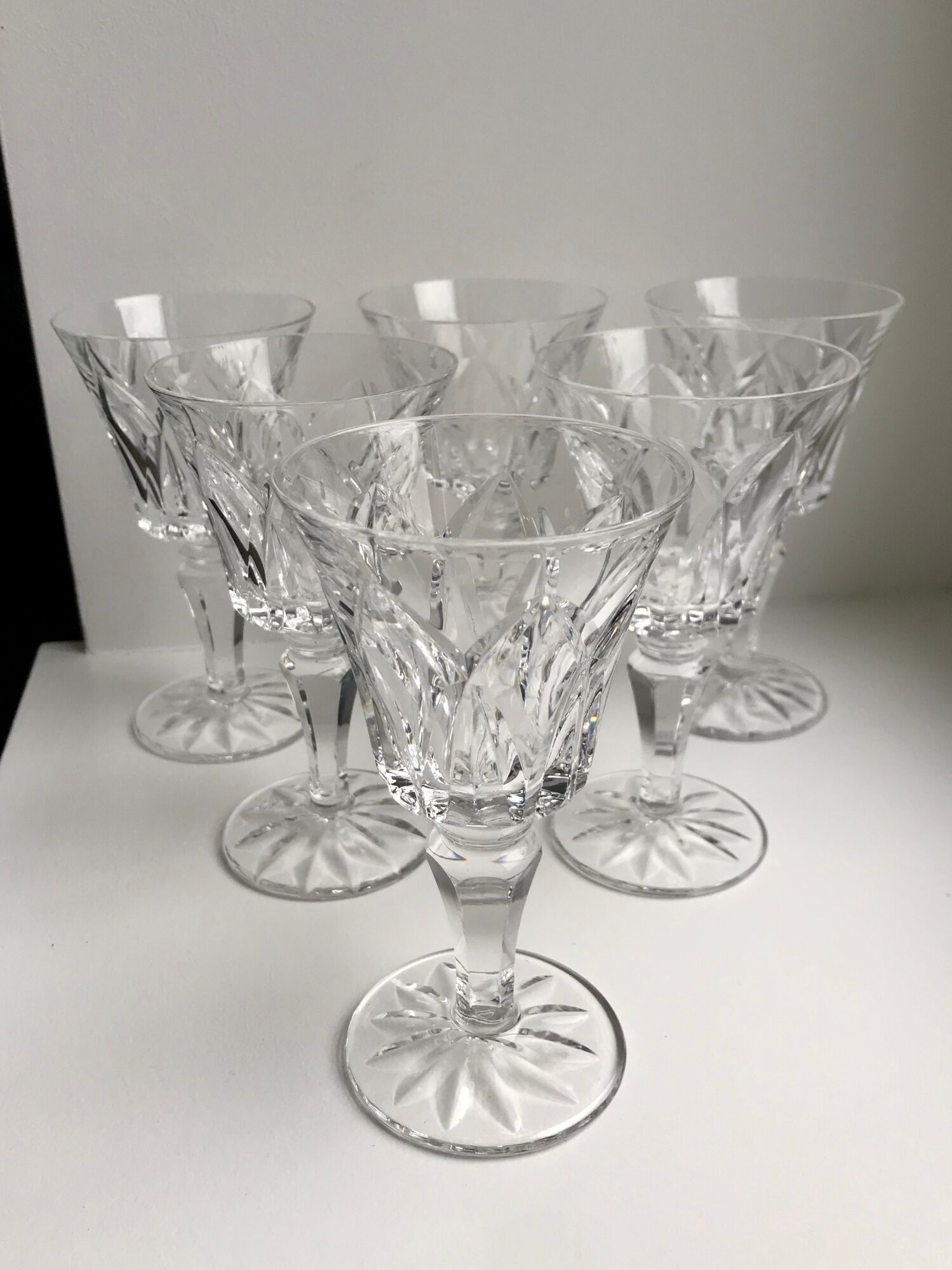 Set of 6 large crystal wine glasses 50s