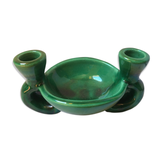 Green ceramic candlestick