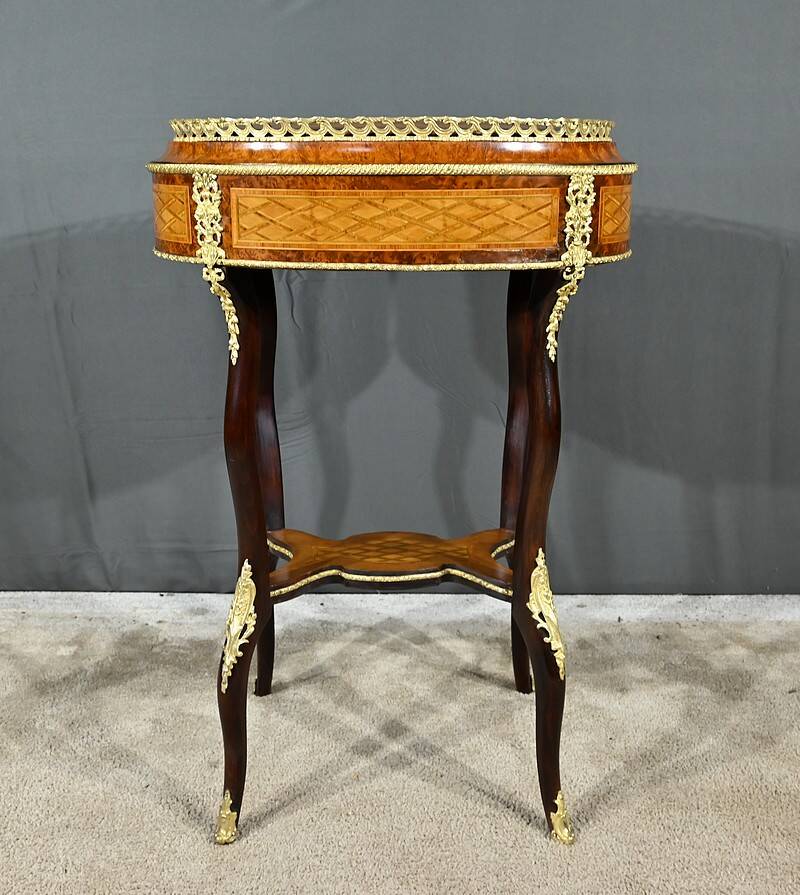Planter in Precious Wood Marquetry, Napoleon III Period – Mid-19th Century