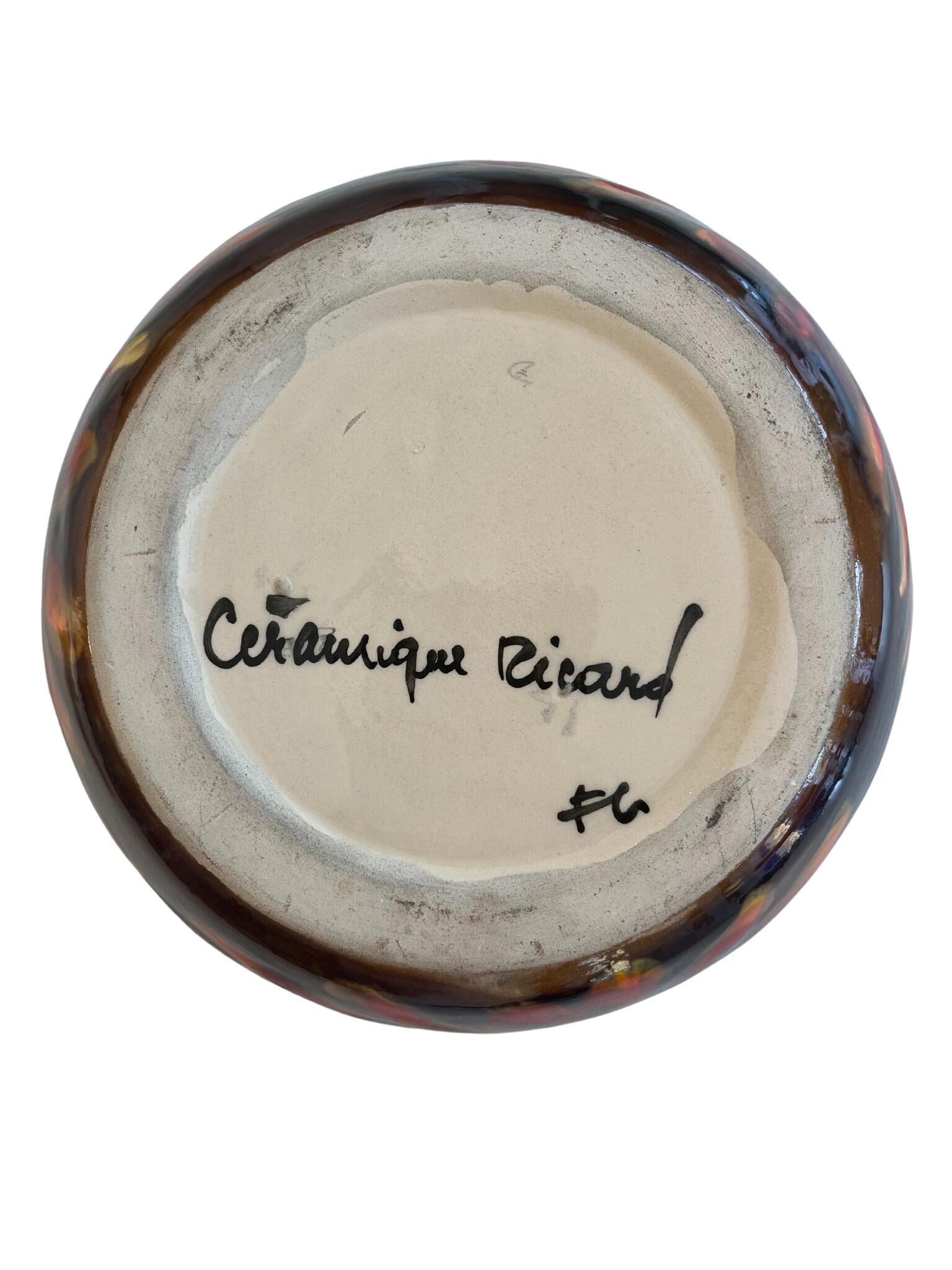 Ricard ceramic ashtray, signed F. Gal, France circa 1970