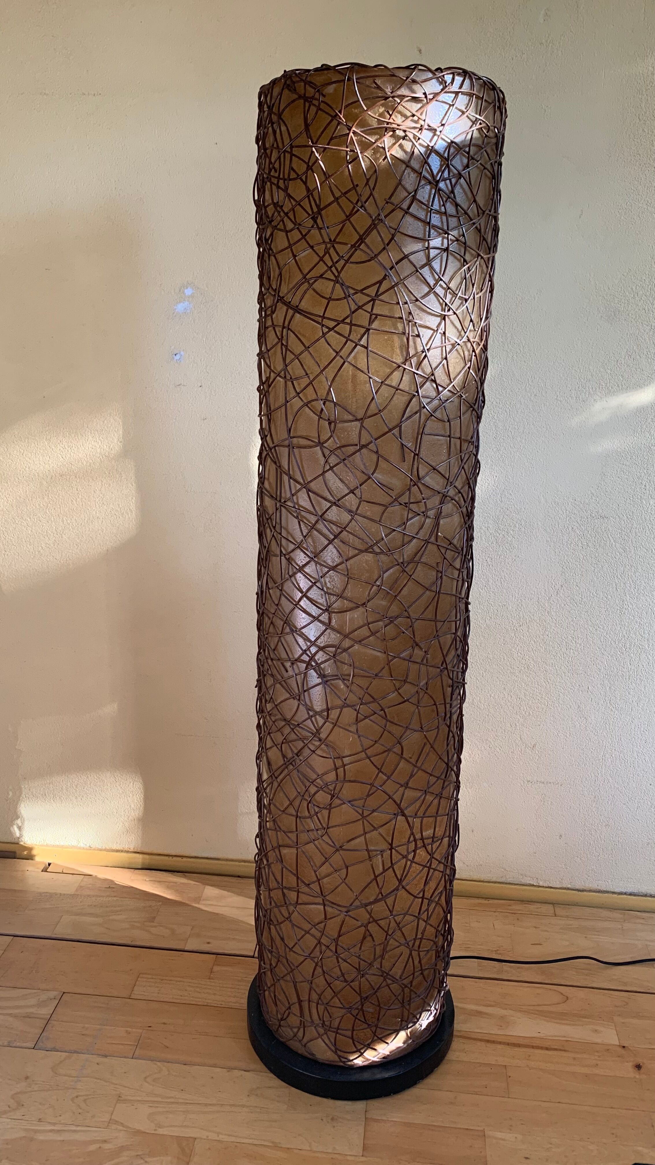 Sixties Rattan and Fiberglass Italian Floor lamp