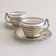 Victorian Alpaca Silver Tea or Coffee Pair of Cups and Plates, England 19th C.