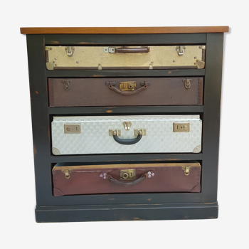 Meuble valise en noyer