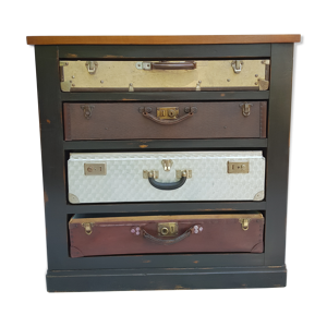 Meuble valise en noyer