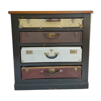 Meuble valise en noyer