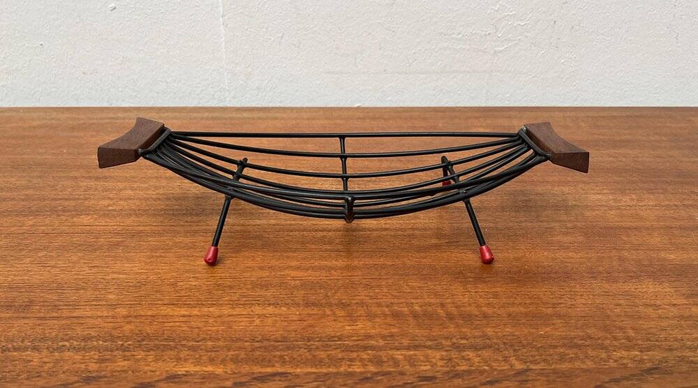 Mid-Century String Fruit Bowl with Teak Handle, 1960s