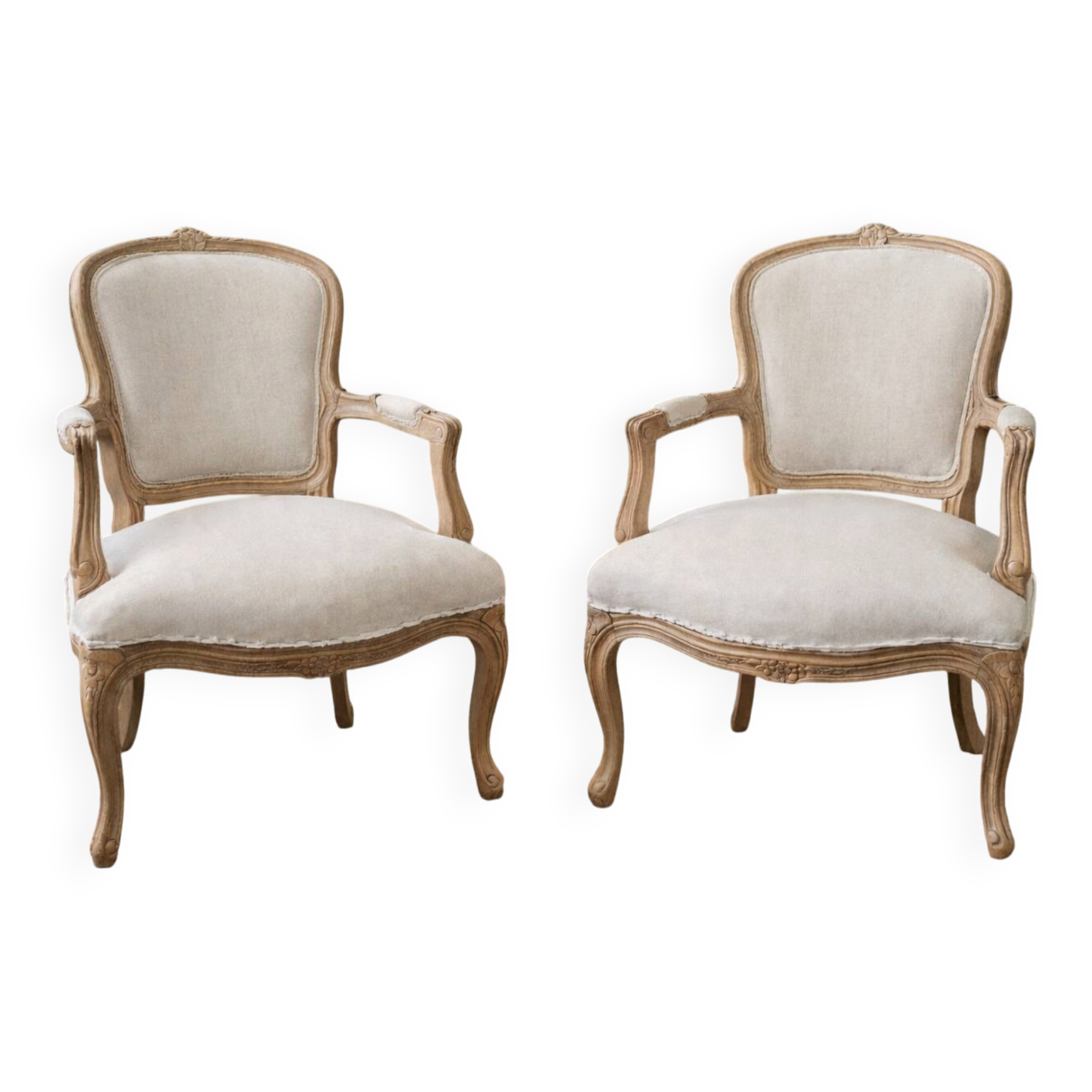 Pair of Louis XV Cabriolet Armchairs – Fully Restored – Parisian Style