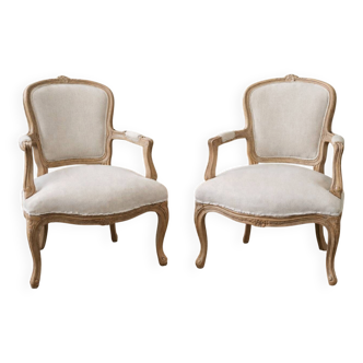 Pair of Louis XV Cabriolet Armchairs – Fully Restored – Parisian Style