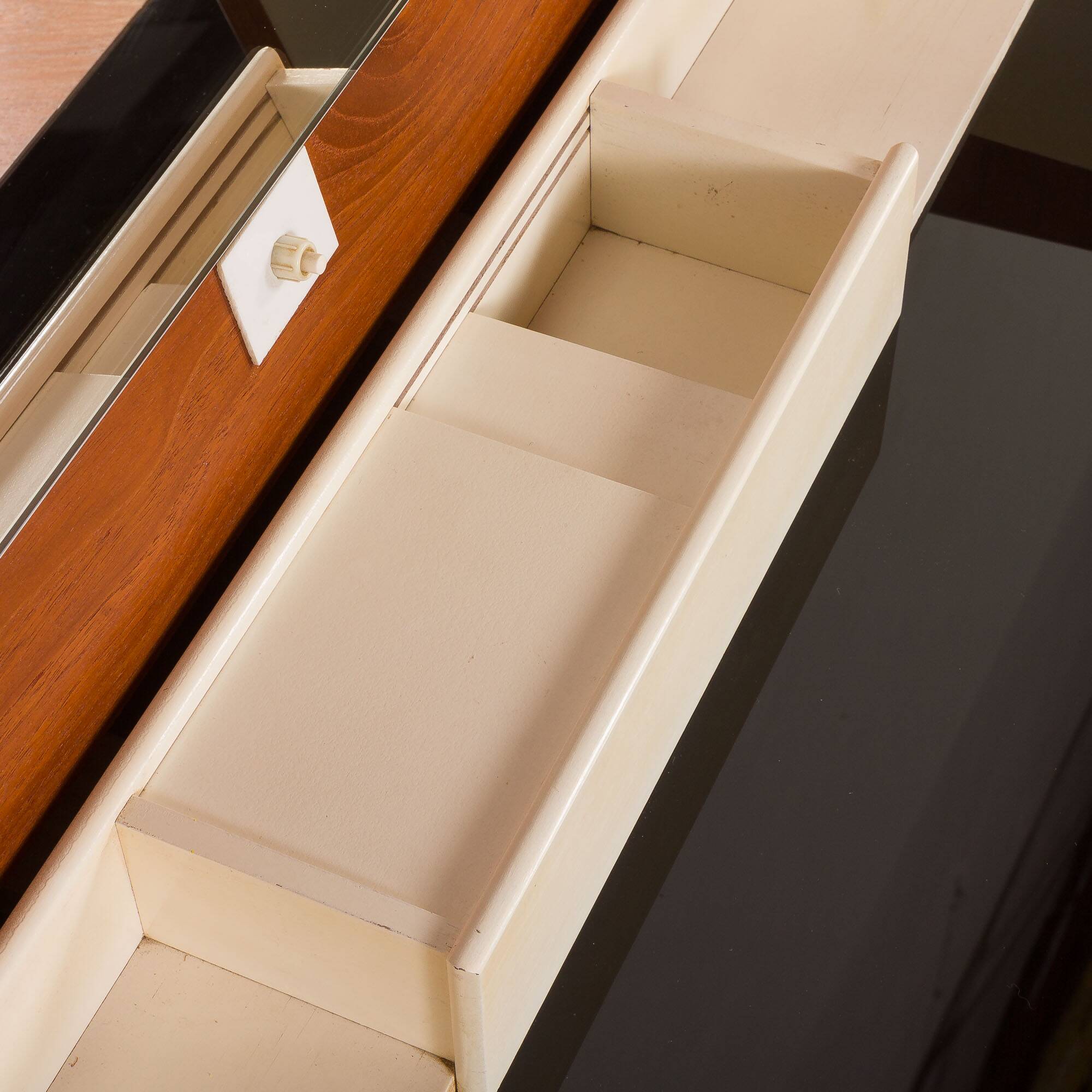 Danish teak dresser with hidden vanity and lights, 1960s
